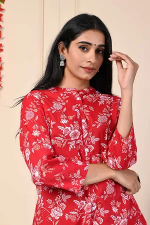 Red blooming co-ord set